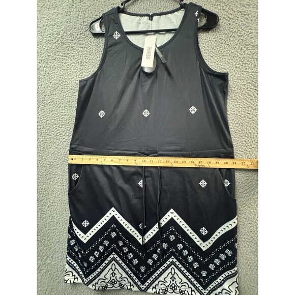 Saukole Dress Womens L Black Sleeveless Tie Pockets Round Neck - Picture 6 of 11